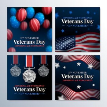 Free Vector | Realistic veteran's day instagram posts collection