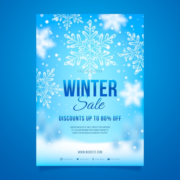 Free Vector | Realistic winter sale poster template