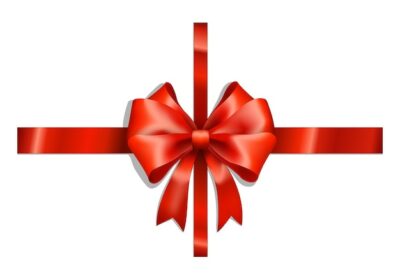Free Vector | Red ribbons and big bow on white