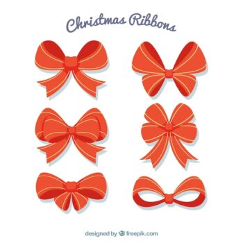 Free Vector | Red ribbons set for christmas