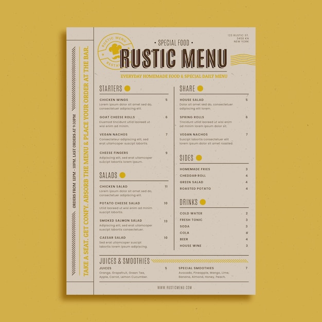 Free Vector | Rustic restaurant menu template