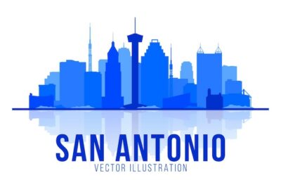Free Vector | San antonio texas united states silhouette skyline vector background flat trendy illustration