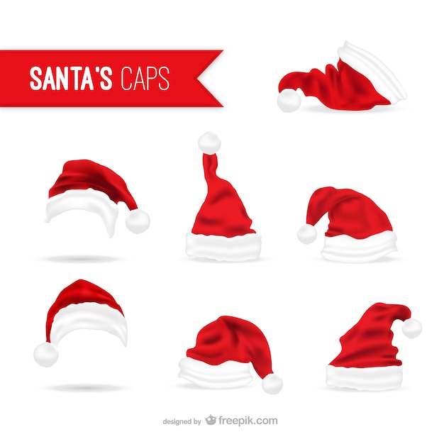 Free Vector | Santa claus hats pack