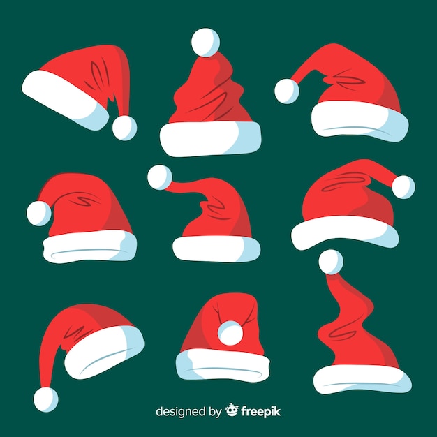 Free Vector | Santa's hat christmas collection in flat design