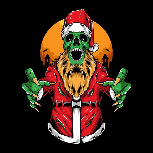 Free Vector | Scary zombie santa vector illustration