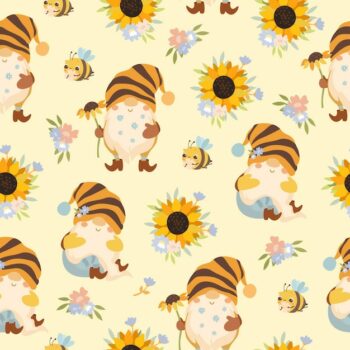 Free Vector | Seamless pattern cute gnomes with sunflowers