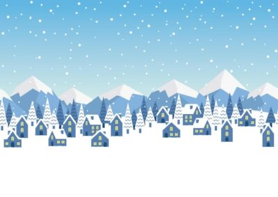 Free Vector | Seamless vector winter townscape illustration with text space. horizontally repeatable.