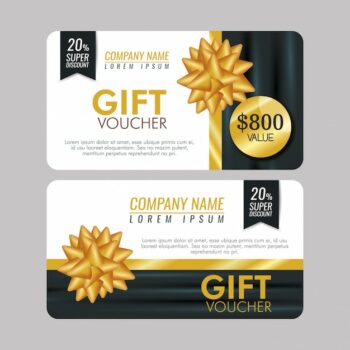 Free Vector | Set gift coupon with special sale and ribbon bow