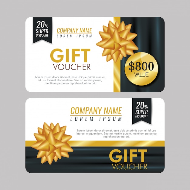Free Vector | Set gift coupon with special sale and ribbon bow