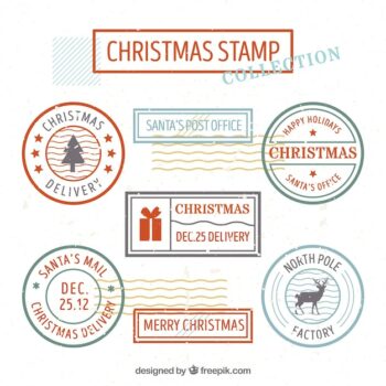 Free Vector | Set of beautiful christmas stamps