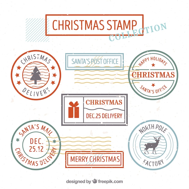 Free Vector | Set of beautiful christmas stamps