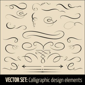 Free Vector | Set of calligraphic and page decoration design elements.