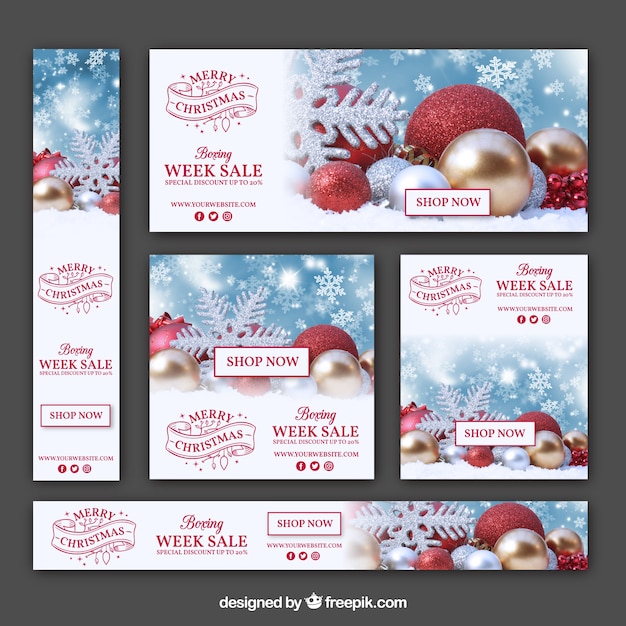 Free Vector | Set of christmas sale banners