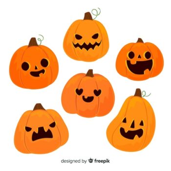 Free Vector | Set of halloween scary pumpkins