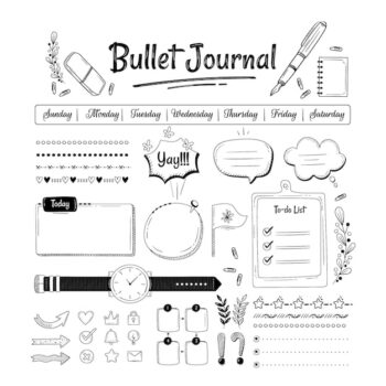 Free Vector | Set of hand drawn bullet journal elements