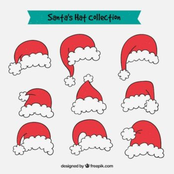 Free Vector | Set of hand drawn santa claus hats