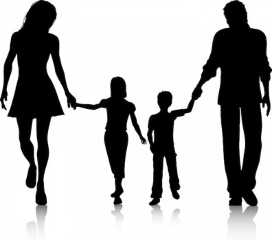 Free Vector | Silhouette of a family walking hand in hand