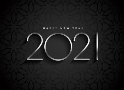 Free Vector | Silver 2021 new year text on black background