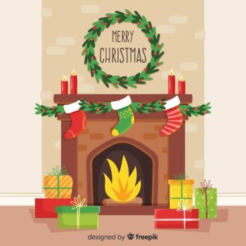 Free Vector | Simple fireplace christmas scene