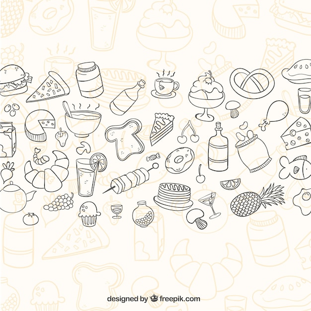 Free Vector | Sketchy food background
