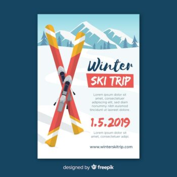 Free Vector | Ski trip flyer template