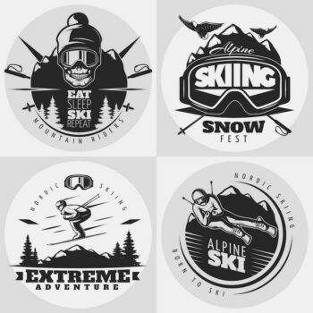 Free Vector | Skiing logo  composition