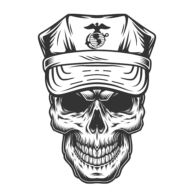 Free Vector | Skull in cap of military officer