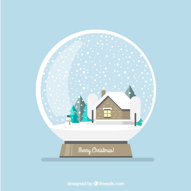 Free Vector | Snowglobe background with cabin and trees