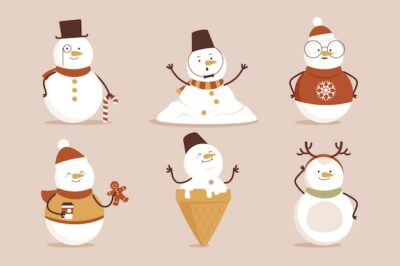 Free Vector | Snowman character collection
