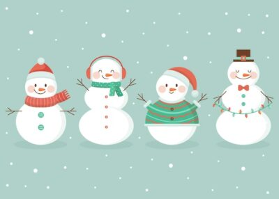 Free Vector | Snowman character collection in flat design