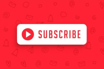 Free Vector | Subscribe button on red background