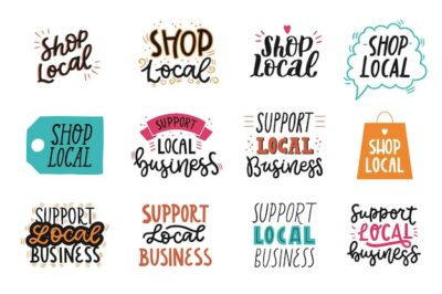 Free Vector | Support local business lettering collection