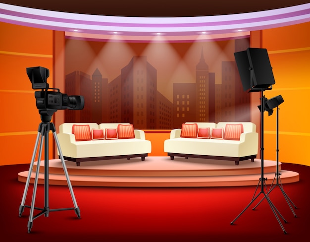 Free Vector | Talk show studio interior