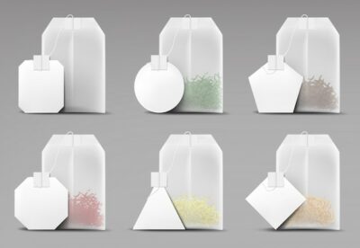 Free Vector | Tea bags set isolated on grey