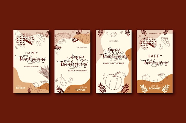 Free Vector | Thanksgiving celebration instagram stories collection