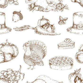 Free Vector | Thanksgiving day hand drawn seamless pattern