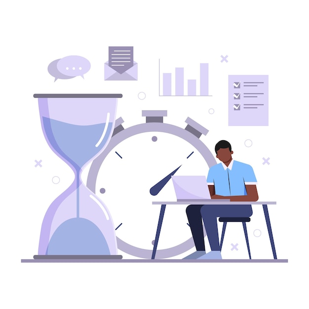 Free Vector | Time management concept man working