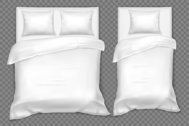 Free Vector | Top view of beds with mattress and pillows