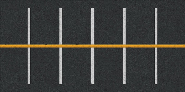 Free Vector | Top view of car park lots on city street or underground garage vector background of empty parking with white and yellow lines road marking on black asphalt surface