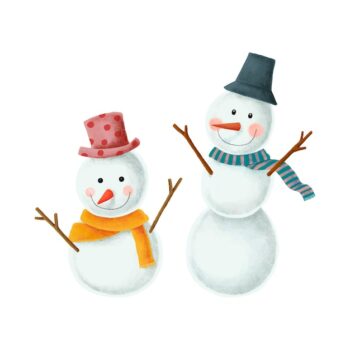 Free Vector | Two cute christmas snowman illustrations