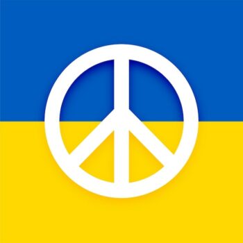 Free Vector | Ukraine flag with peace symbol to stop russia war and invasion
