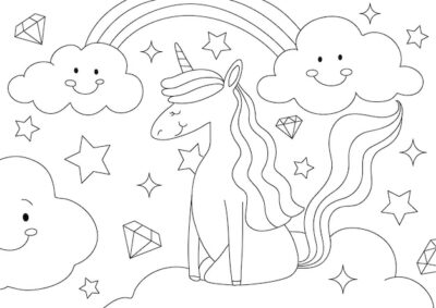 Free Vector | Unicorn kids coloring page vector, blank printable design for children to fill in