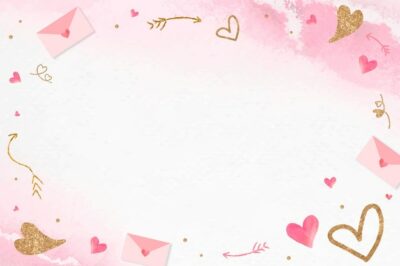 Free Vector | Valentine's glittery heart frame pink background
