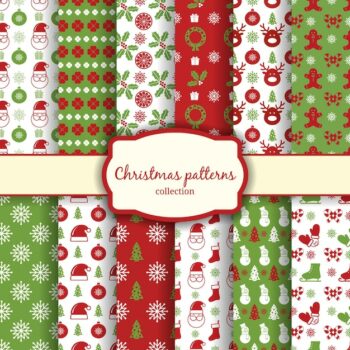 Free Vector | Vector christmas seamless patterns for xmas cards and gift wrapping paper