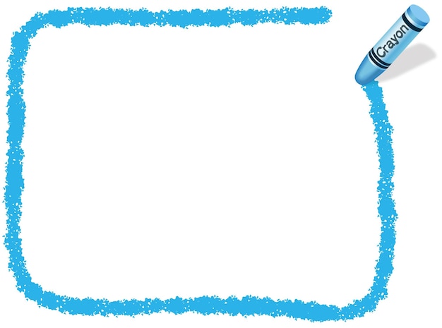 Free Vector | Vector hand-drawn blue rectangle crayon frame isolated on a white background.