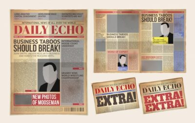 Free Vector | Vector old daily newspaper template, tabloid, layout posting reportage