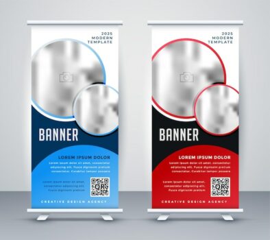 Free Vector | Vertical roll up banner standee template design