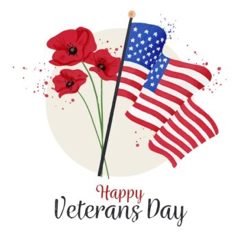 Free Vector | Veteran day with flags and flowers
