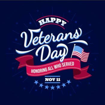 Free Vector | Veteran day with ribbon lettering