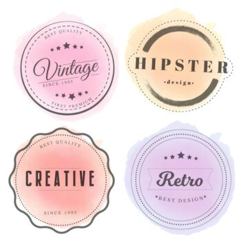 Free Vector | Vintage badges with watercolor